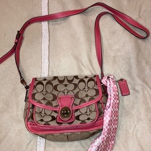 Coach Pink and Brown Crossbody Bag